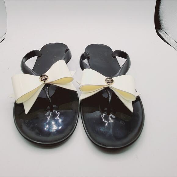 Ted Baker Vanilla Bow Black Jelly Flip Flops Size TB size 7 or 9.5 - Picture 1 of 7